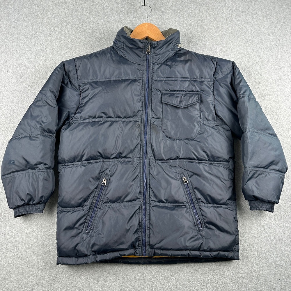 Gap Puffer Jacket Kids L (10) Navy Blue Down Filled Fall Quilted Full Zip